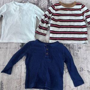 Old Navy Kids Long Sleeve Henley Shirt Trio - Cream, Striped, Navy